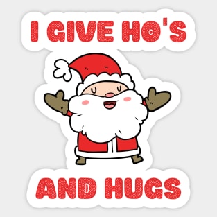 Funny Santa Christmas Ho's and Hugs Sticker